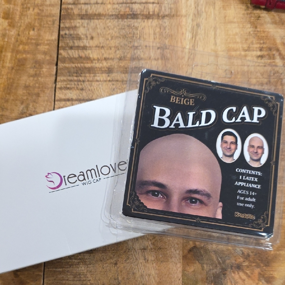 Beige Bald Cap & Wig Cap For Halloween Or Dress Up